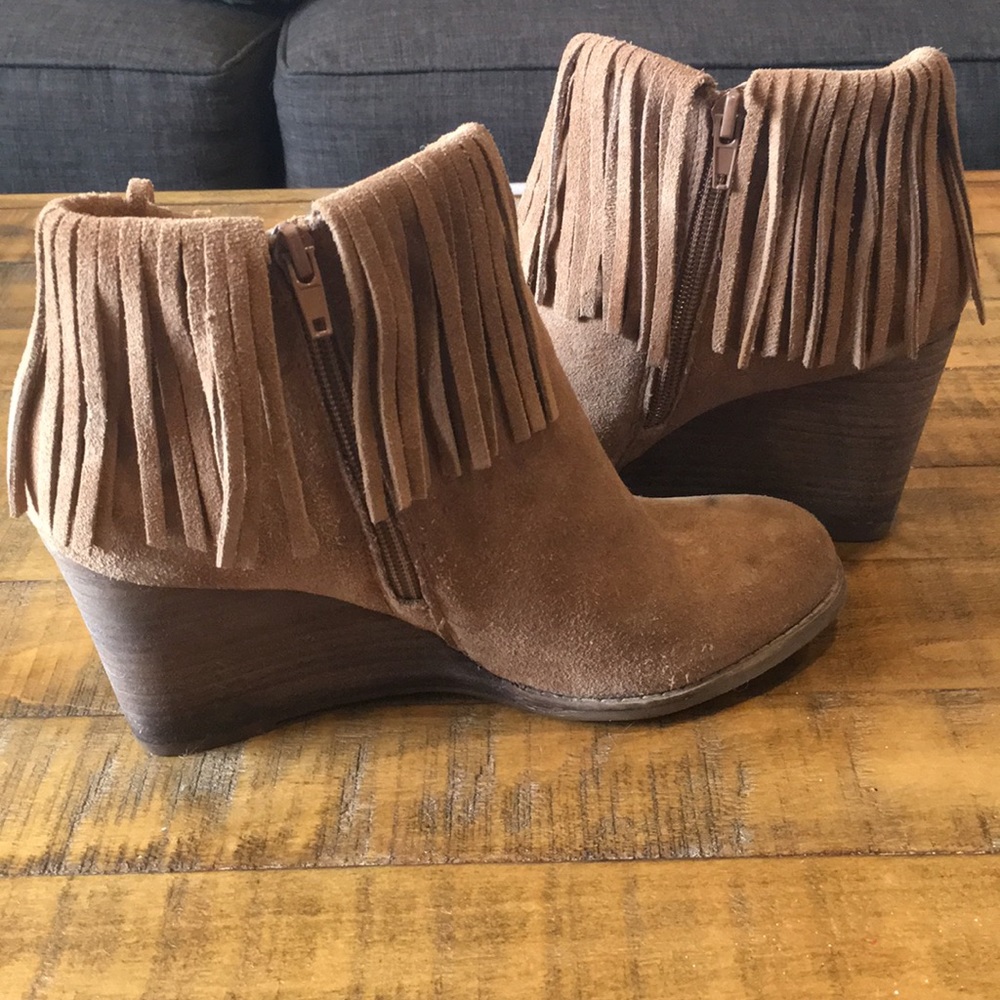 Lucky brand fringe booties